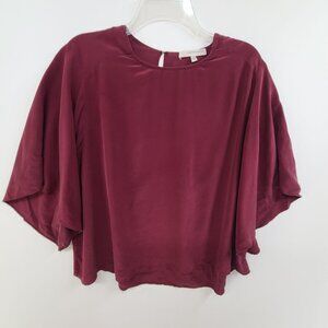 Lavender Brown Women's Pullover Silk Blouse Maroon Size S
